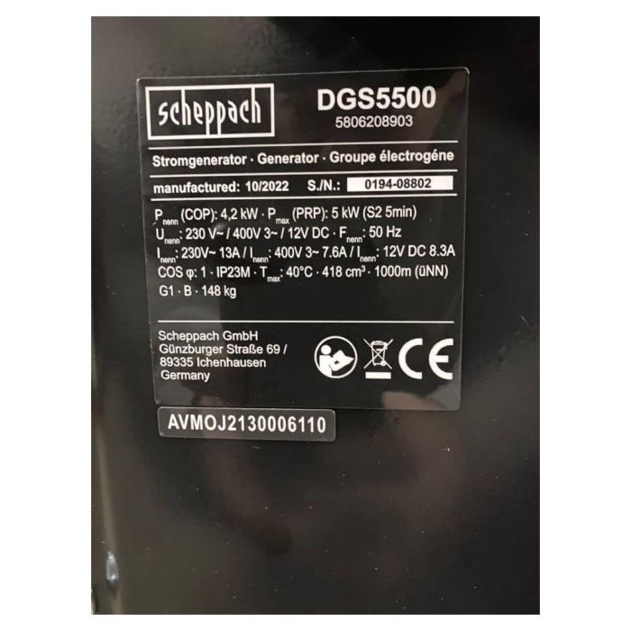 Генератор дизельний Scheppach DGS 5500 Black Edition 4,2/3 кВт