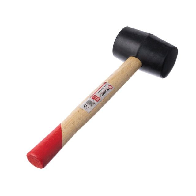 Киянка резиновая 350 г, черная резина, деревянная ручка HT-0236
