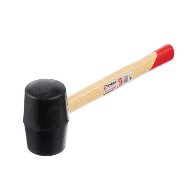 Киянка резиновая 350 г, черная резина, деревянная ручка HT-0236