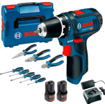 Акумуляторний дриль-шурупокрут Bosch GSR 12V-15 Professional, 2 акб GBA 12V 2.0Ah, з/п GAL 12V-20 і набір інструментів у кейсі