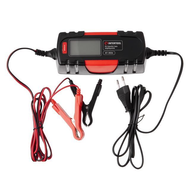 Устройство зарядное 6/12 В, 1/4.5 А, 230 В, зимний режим зарядки, дисплей, емкость заряжаемого аккумулятора 1.2-120 а/ч INTERTOOL AT-3026