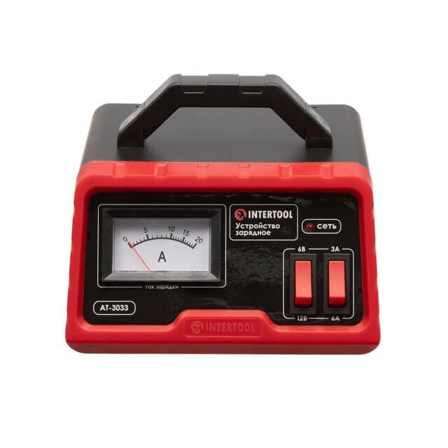 Устройство зарядное для аккумуляторов 6/12 В, 3/6 А, 4-60 Ач, с трансформатором INTERTOOL AT-3033