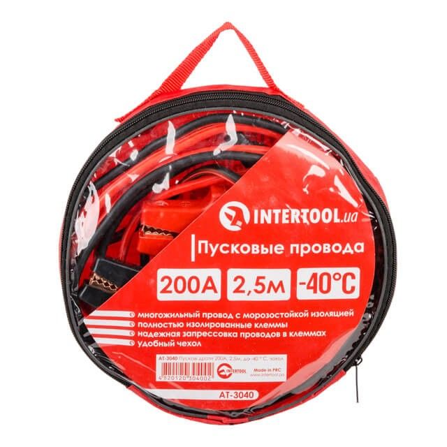 Пусковые провода 200 А, 2.5 м, до -40°C, чехол INTERTOOL AT-3040