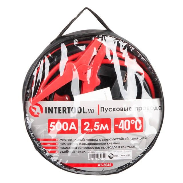 Пусковые провода 500 А, 2.5 м, до -40°C, чехол INTERTOOL AT-3045
