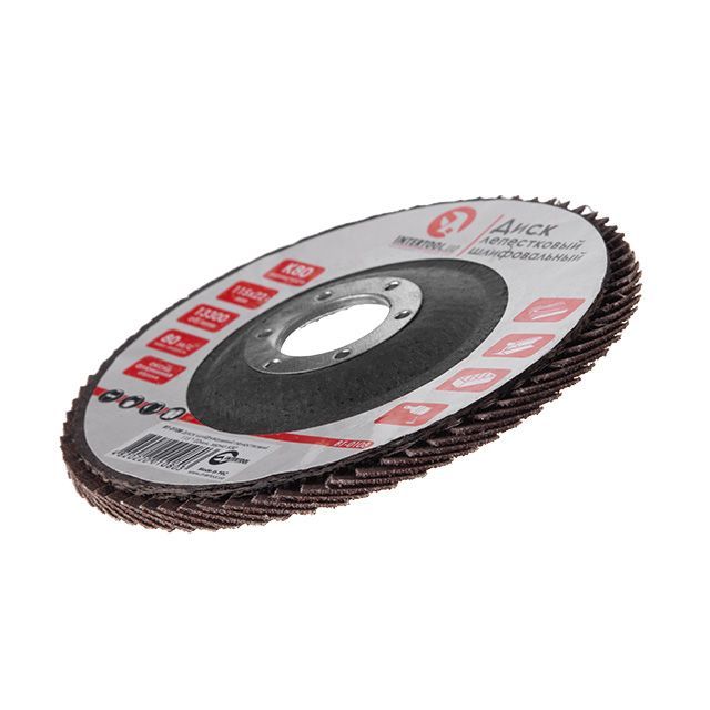 Диск шлифовальный лепестковый 115*22 мм, K80 INTERTOOL BT-0108