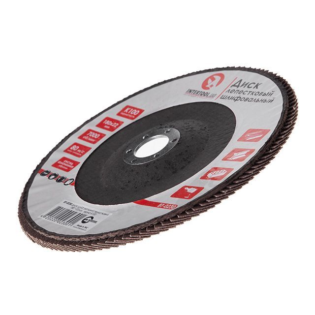 Диск шлифовальный лепестковый 180*22 мм, K100 INTERTOOL BT-0230