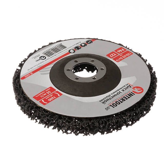 Диск зачистной из вспененного абразива черный 125*22.2*13 мм, P46, T27 INTERTOOL BT-0602