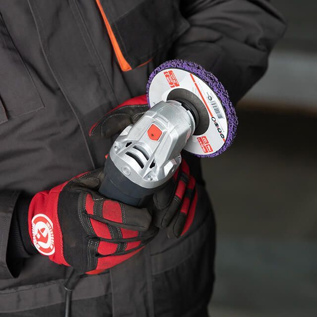 Диск зачистной из вспененного абразива фиолетовый 125*22.2*13 мм, P46, T27 INTERTOOL BT-0603