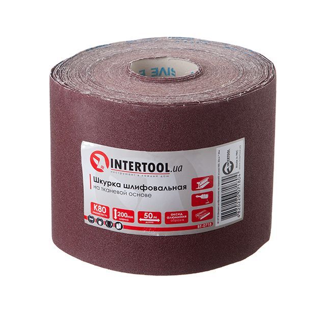 Шлифовальная шкурка на тканевой основе К80, 20 cм x 50 м INTERTOOL BT-0718