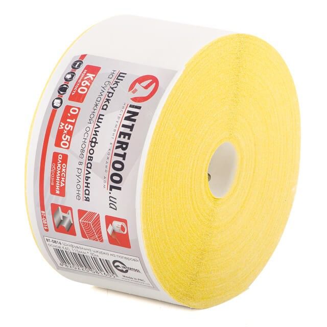 Шлифовальная шкурка на бумажной основе К60, 115 мм * 50 м INTERTOOL BT-0816