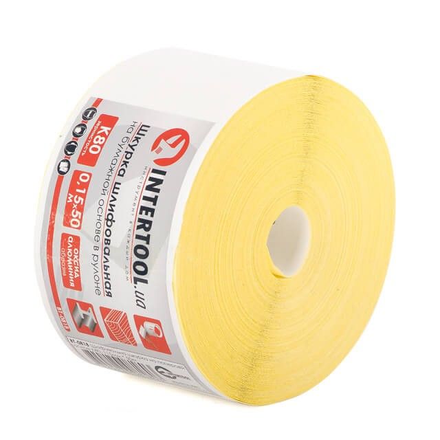 Шлифовальная шкурка на бумажной основе К80, 115 мм * 50 м INTERTOOL BT-0818