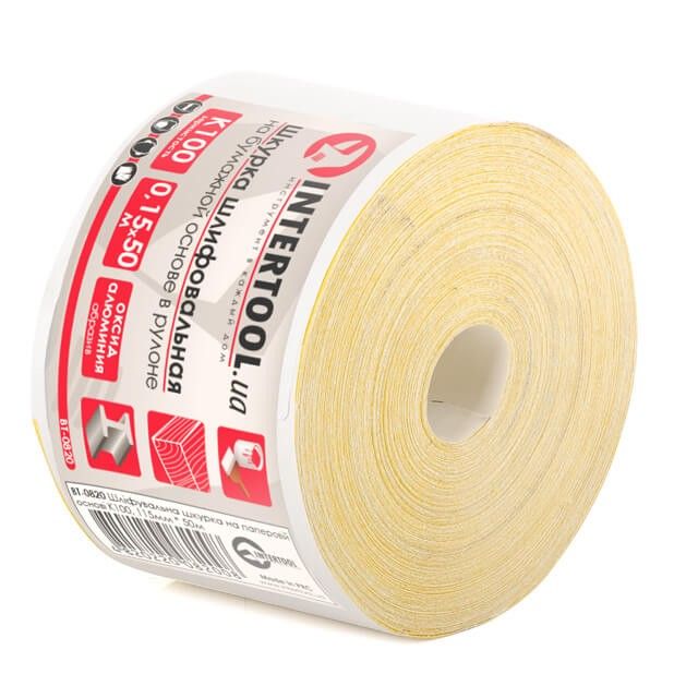 Шлифовальная шкурка на бумажной основе К100, 115 мм * 50 м INTERTOOL BT-0820