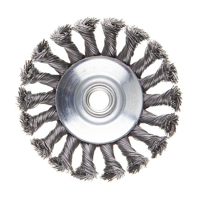 Щетка конусная 100 мм, для УШМ, М14 (пучки витой проволоки) INTERTOOL BT-4100