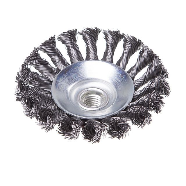 Щетка конусная 100 мм, для УШМ, М14 (пучки витой проволоки) INTERTOOL BT-4100