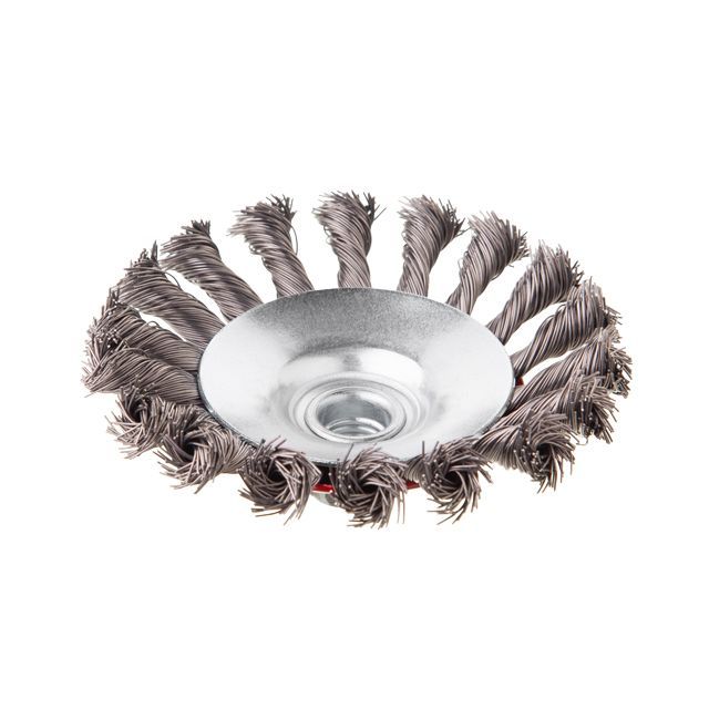 Щетка конусная 115 мм, для УШМ, М14 (пучки витой проволоки) INTERTOOL BT-4115