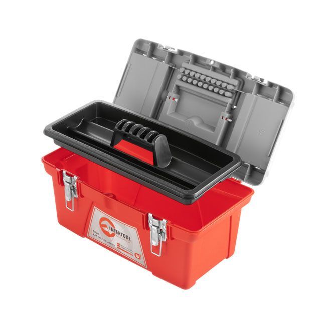 Ящик для инструментов с металлическими замками, 16" 415*210*190 мм INTERTOOL BX-0516