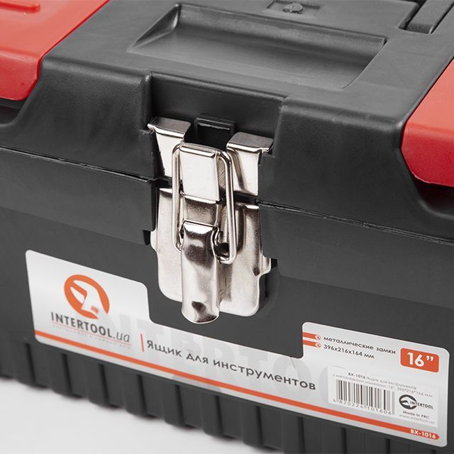 Ящик для инструментов с металлическими замками 16" 396*216*164 мм INTERTOOL BX-1016