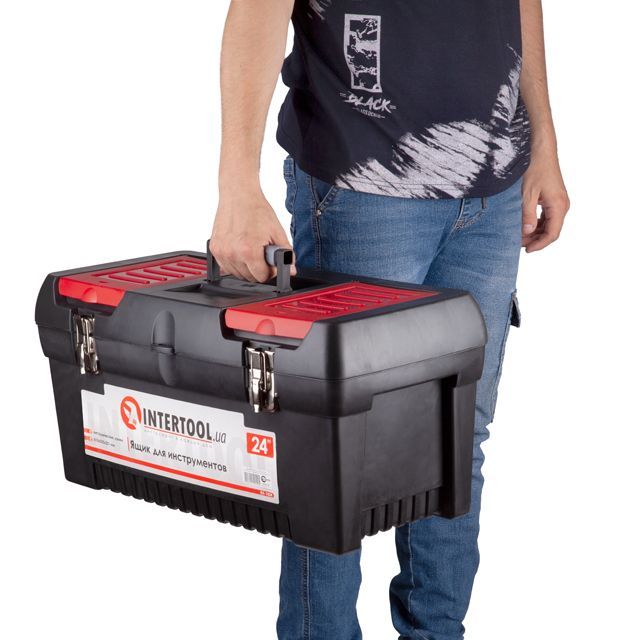 Ящик для инструментов с металлическими замками 24" 610*255*251 мм INTERTOOL BX-1024
