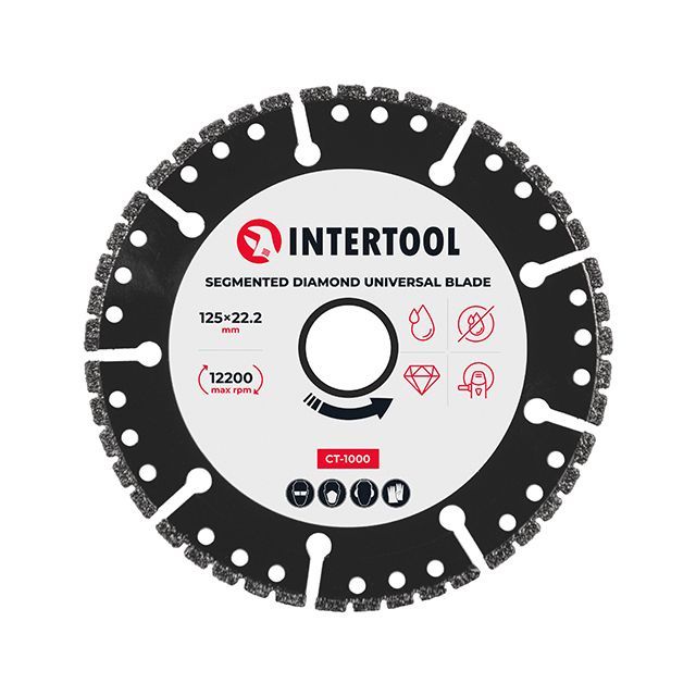 Диск алмазный универсальный сегментный 125 *22.2 мм, на угловую шлифмашину INTERTOOL CT-1000