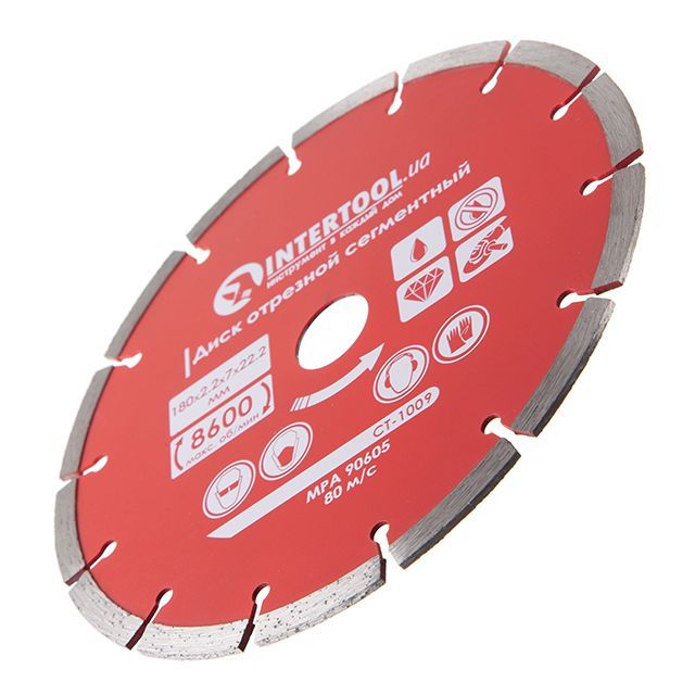 Диск отрезной сегментный 180 мм, алмазный 22-24% INTERTOOL CT-1009