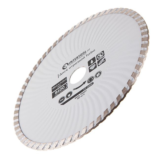 Диск отрезной Turbo 180 мм, алмазный 16-18% INTERTOOL CT-2004