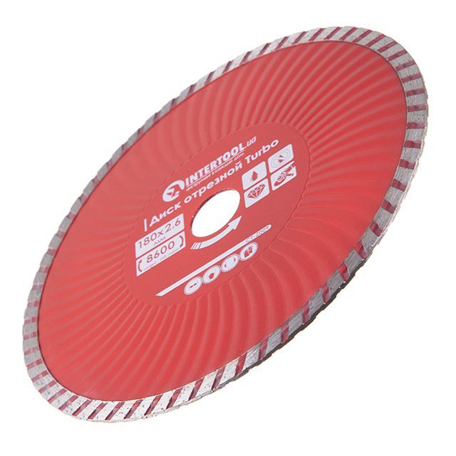 Диск отрезной Turbo 180 мм, алмазный 22-24% INTERTOOL CT-2009