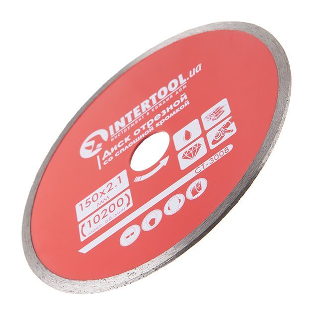 Диск отрезной со сплошной кромкой 150 мм, алмазный 22-24% INTERTOOL CT-3008