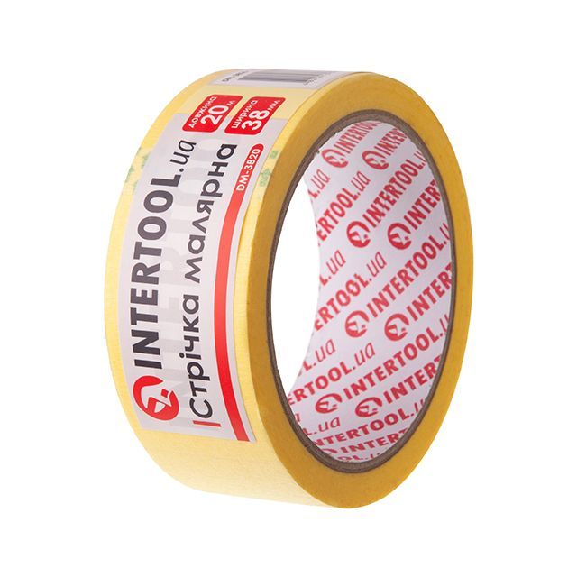 Лента малярная 38 мм, 20 м, желтая INTERTOOL DM-3820