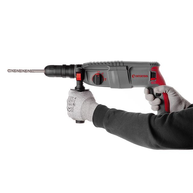 Перфоратор 850 Вт, 3.2 Дж, 0-900 об/мин, 0-4400 уд/мин, 3 режима, SDS plus, съемный быстрозажимной патрон INTERTOOL DT-0184