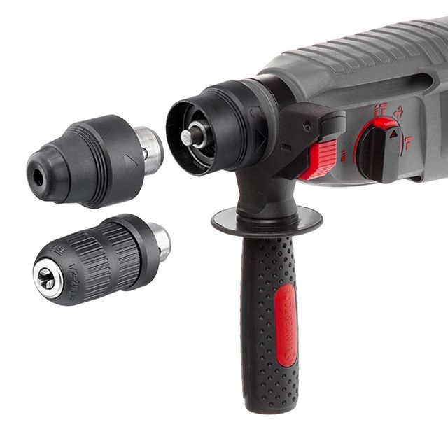 Перфоратор 850 Вт, 3.2 Дж, 0-900 об/мин, 0-4400 уд/мин, 3 режима, SDS plus, съемный быстрозажимной патрон INTERTOOL DT-0184