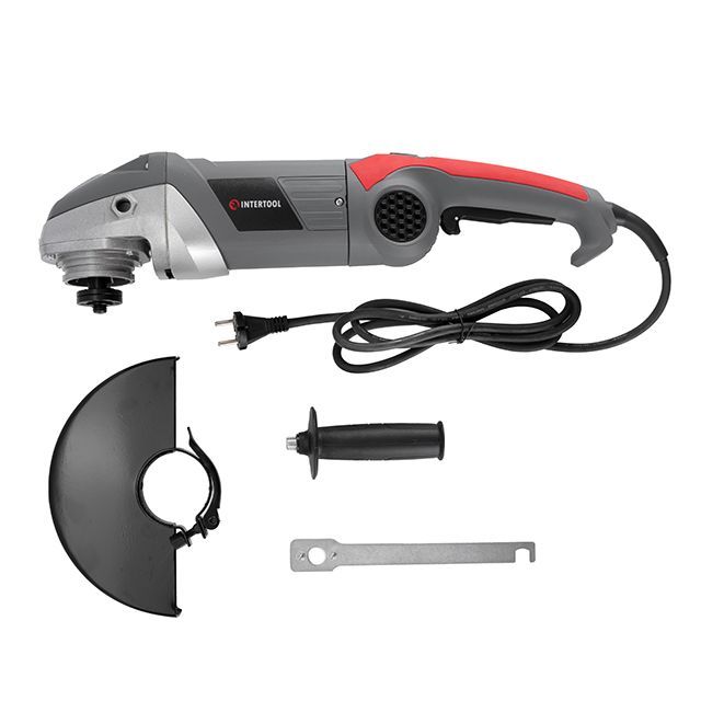 Шлифмашина угловая, 2400 Вт, диаметр круга 230 мм, 6500 об/мин, плавный пуск, поворотная рукоятка INTERTOOL DT-0295