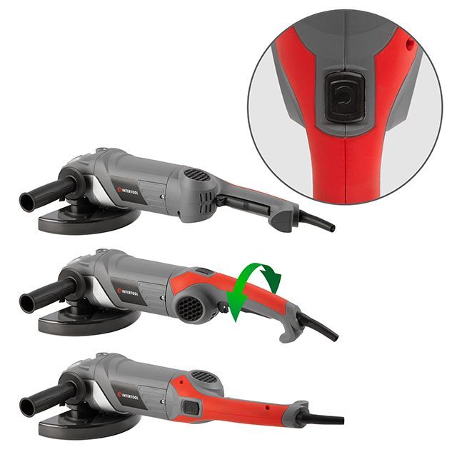 Шлифмашина угловая, 2400 Вт, диаметр круга 230 мм, 6500 об/мин, плавный пуск, поворотная рукоятка INTERTOOL DT-0295