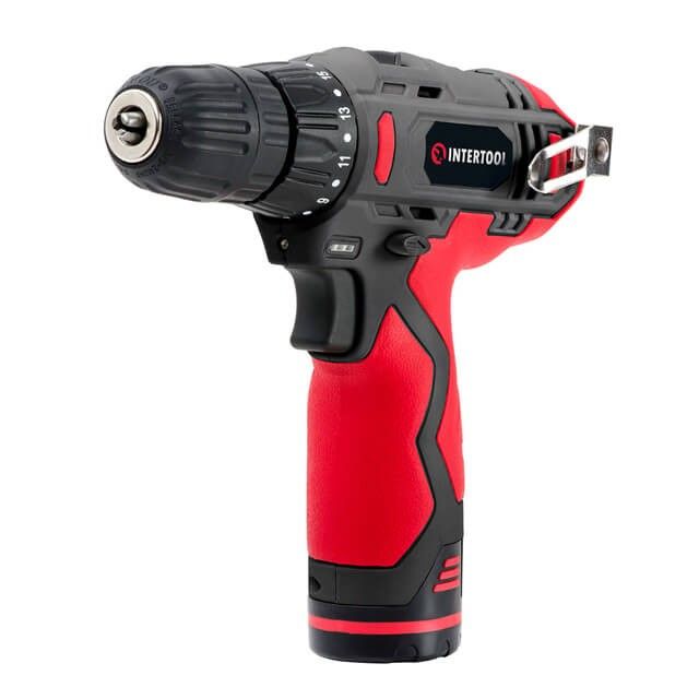 Дрель-шуруповерт аккумуляторная 12 В, 30 Нм, 0-350/0-1300 об/мин, 0.8-10 мм, литий-ион, 1.5 Ач INTERTOOL DT-0310