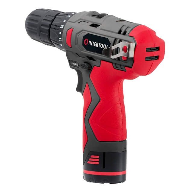 Дрель-шуруповерт аккумуляторная 12 В, 30 Нм, 0-350/0-1300 об/мин, 0.8-10 мм, литий-ион, 1.5 Ач INTERTOOL DT-0310