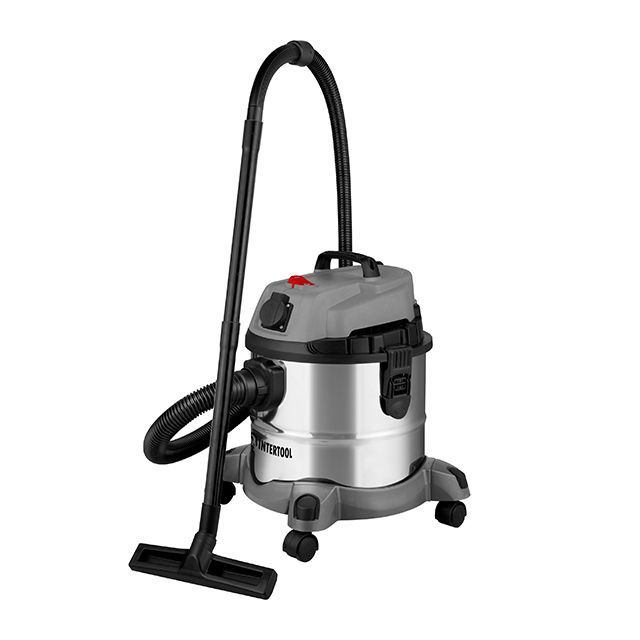 Пылесос строительный 1.4 кВт, бак 20 л., нержавеющая сталь 410, >17кПа, розетка, HEPA фильтр INTERTOOL DT-1025