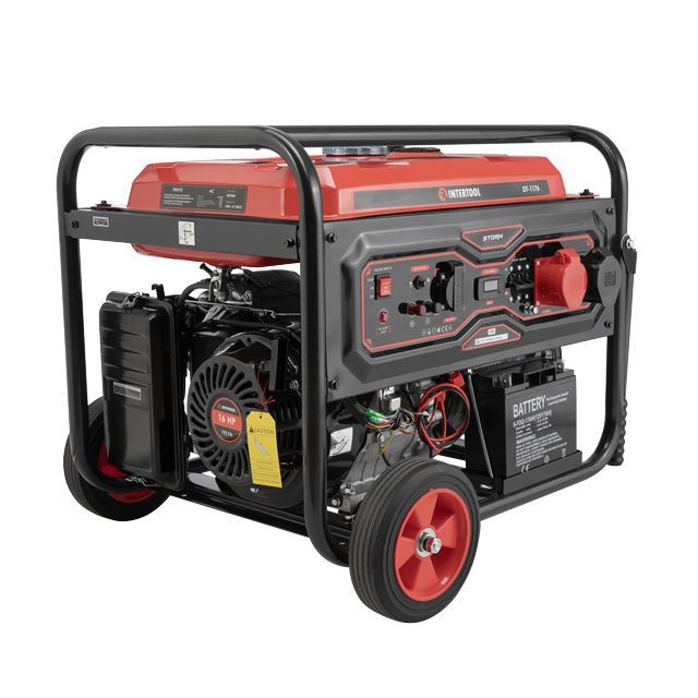 Генератор бензиновый 7/7,5 кВт, 380/220 В, 25 л, электро+ручной старт, медная обмотка, STORM INTERTOOL DT-1176