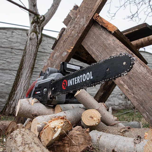 Пила цепная электрическая 2400 Вт, шина 40 см, боковой двигатель INTERTOOL DT-2201