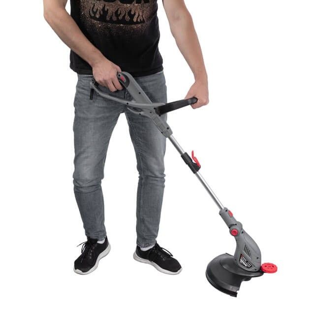 Триммер электрический, 450 Вт, 230 В~50 Гц, 10000 об/мин, диаметр вращения лески 300 мм, регулировка длины штанги/положения косильной головки INTERTOOL DT-2255