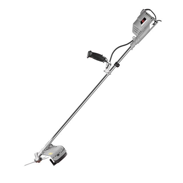 Триммер электрический, 1400 Вт, 230 В~50 Гц, 7500 об/мин, плавный пуск,рем.привод, диаметр вращения диска/лески 255/420 мм, катушка + 3-х зубчатый нож INTERTOOL DT-2258