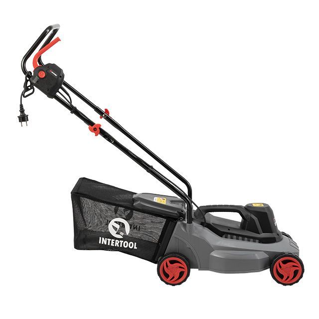 Газонокосилка электрическая 1.2 кВт, 230 В~50 Гц, 3300 об/мин, ширина захвата 320 мм, высота среза 27/45/52 мм, контейнер 30 литров INTERTOOL DT-2260