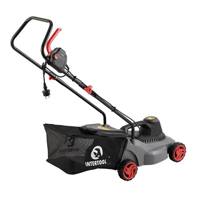 Газонокосилка электрическая 1.2 кВт, 230 В~50 Гц, 3300 об/мин, ширина захвата 320 мм, высота среза 27/45/52 мм, контейнер 30 литров INTERTOOL DT-2260