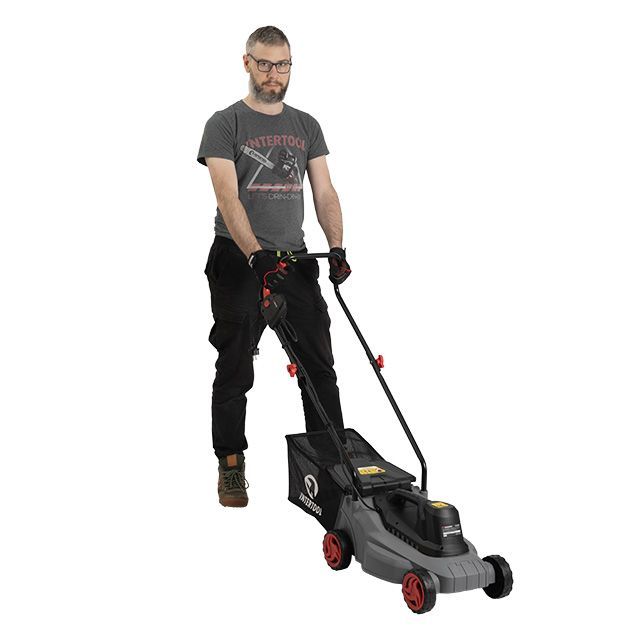 Газонокосилка электрическая 1.2 кВт, 230 В~50 Гц, 3300 об/мин, ширина захвата 320 мм, высота среза 27/45/52 мм, контейнер 30 литров INTERTOOL DT-2260