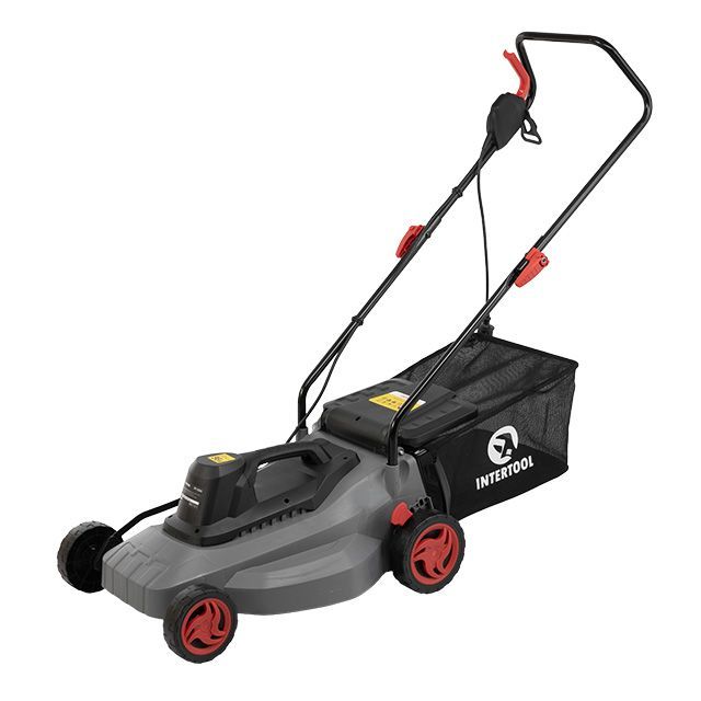 Газонокосилка электрическая 1.8 кВт, 230 В~50 Гц, 3000 об/мин, ширина захвата 400 мм, высота среза 25-75 мм, контейнер 35 литров INTERTOOL DT-2262