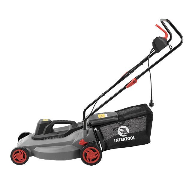 Газонокосилка электрическая 1.8 кВт, 230 В~50 Гц, 3000 об/мин, ширина захвата 400 мм, высота среза 25-75 мм, контейнер 35 литров INTERTOOL DT-2262