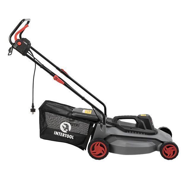 Газонокосилка электрическая 1.8 кВт, 230 В~50 Гц, 3000 об/мин, ширина захвата 400 мм, высота среза 25-75 мм, контейнер 35 литров INTERTOOL DT-2262
