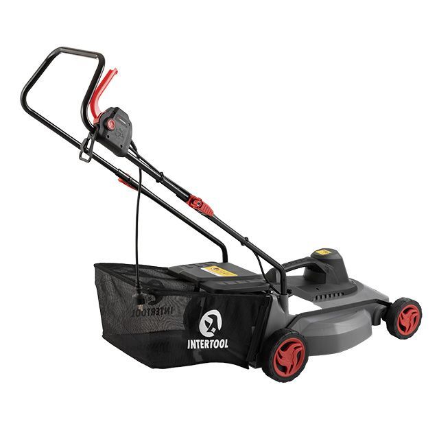 Газонокосилка электрическая 1.8 кВт, 230 В~50 Гц, 3000 об/мин, ширина захвата 400 мм, высота среза 25-75 мм, контейнер 35 литров INTERTOOL DT-2262