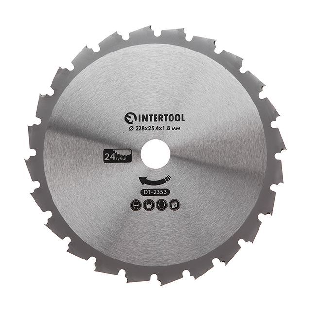 Нож для мотокосы/триммера с твердосплавными напайками ø228 мм, 24T INTERTOOL DT-2353