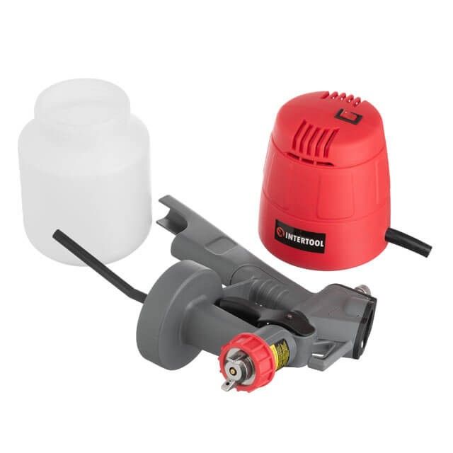 Краскопульт электрический HVLP 450 Вт., форсунка 1.5 мм, бачок 1 л., 0.14-0.35 Бар, 100-200 мл/мин INTERTOOL DT-5045