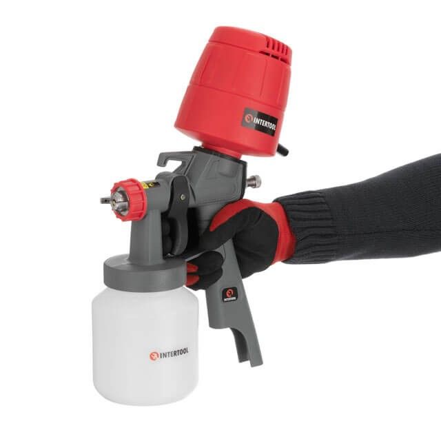Краскопульт электрический HVLP 450 Вт., форсунка 1.5 мм, бачок 1 л., 0.14-0.35 Бар, 100-200 мл/мин INTERTOOL DT-5045
