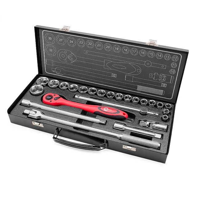 Профессиональный набор инструмента 1/2", 25 ед. (гол. 10-32 мм) INTERTOOL ET-6025